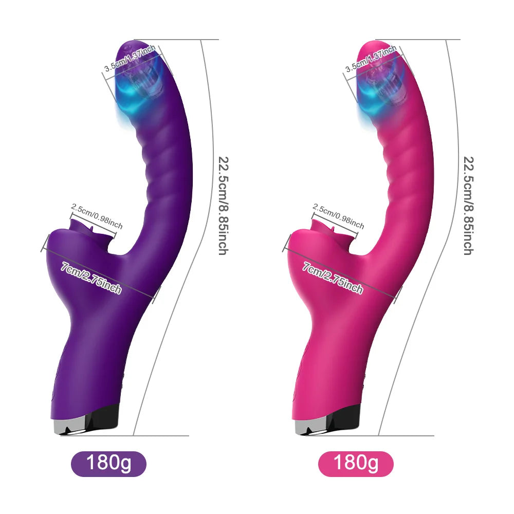 Tongue Licking Vibrator 2 In 1 Dildo
