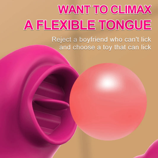 Tongue Licking Vibrator 2 In 1 Dildo